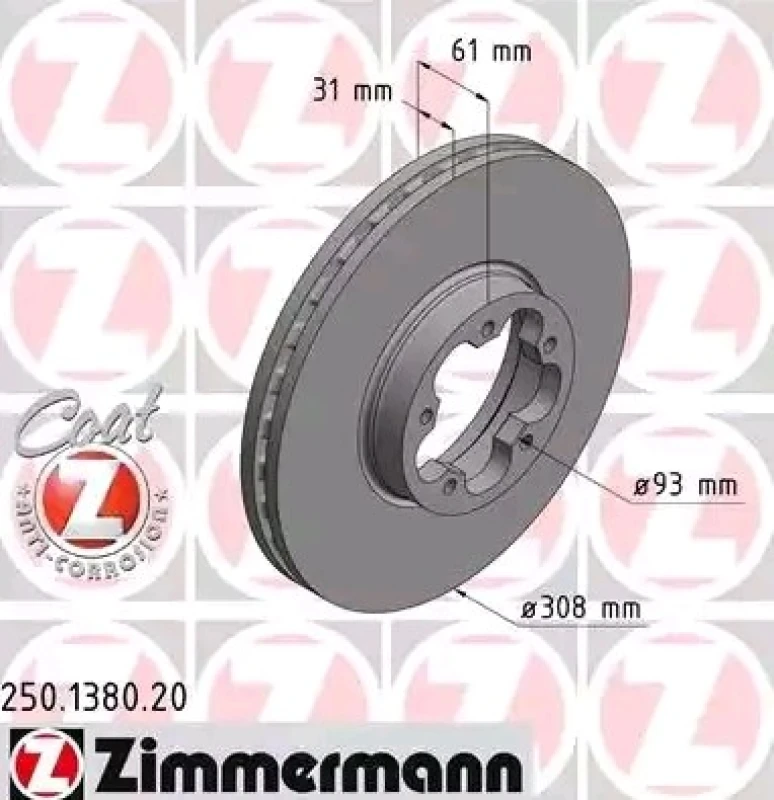 Image of ZIMMERMANN 250.1380.20 Brake disc Front Axle, internally vented, Coated Brake Disc (82)