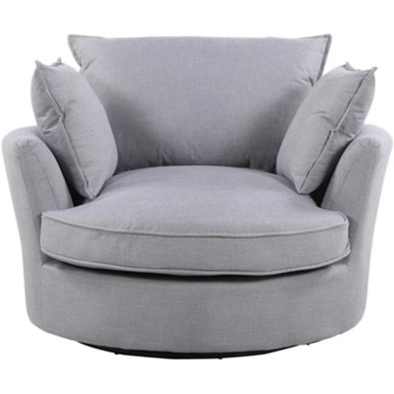 Image of Irwin Woven Textured Fabric Grey Coloured Swivel Based Cuddle Chair