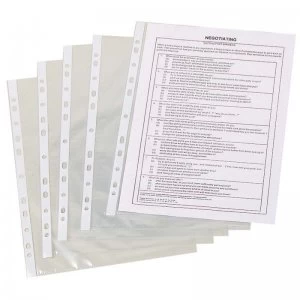 image of Q-Connect A4 Punched Pocket 50 Micron Clear - 100 Pack