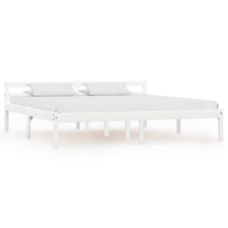 Image of vidaXL Solid Pine Wood Bed Frame White 160x200cm Single Bed Bedroom Furniture