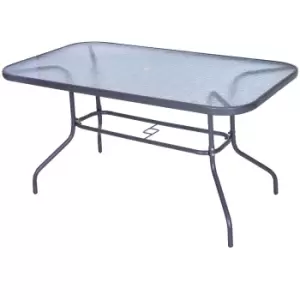 Image of Outsunny Metal Garden Patio 120cm Dining Table w/ Glass Umbrella Hole