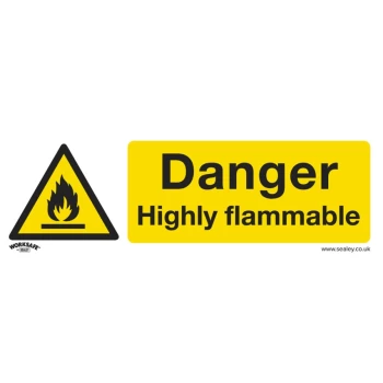 image of Safety Sign - Danger Highly Flam. - Self-Adhesive - Pack of 10