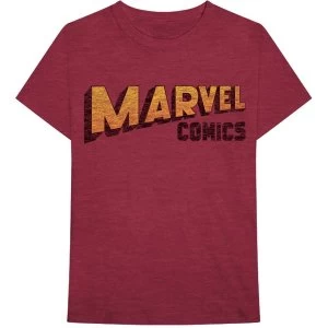 Image of Marvel Comics - Warped Logo Unisex XX-Large T-Shirt - Red