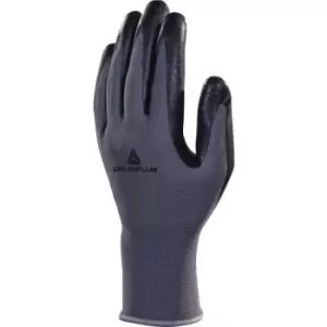 Image of VE722 Polyester Safety Gloves with Nitrile Foam Palm Black/Grey - Size 8 - Delta Plus