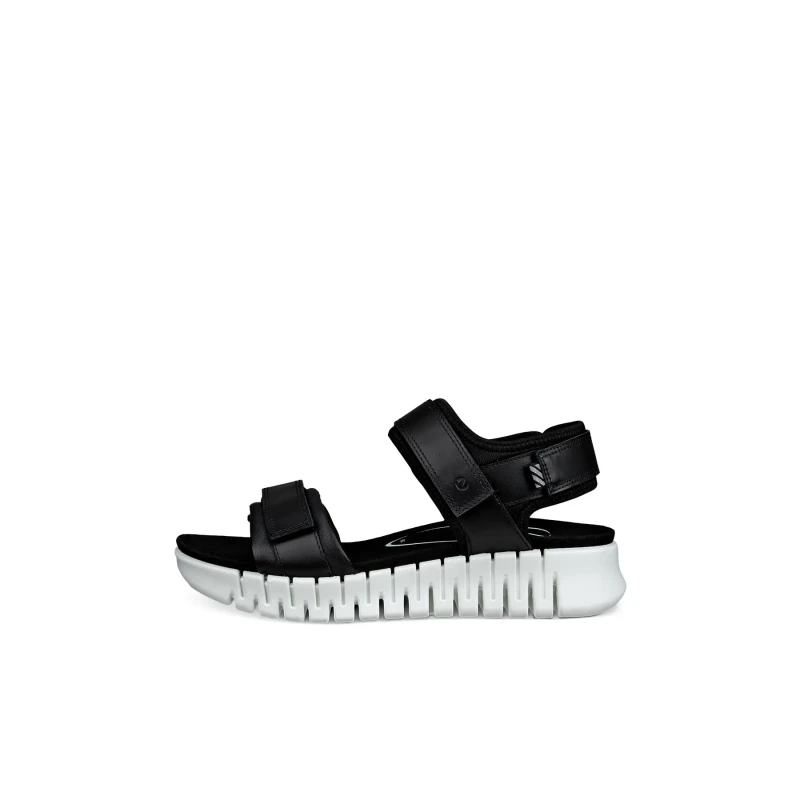 Image of Ecco Gruuv Sol Leather Textile Womens Slingbacks Sandals - Black - Size:UK 5-5.5