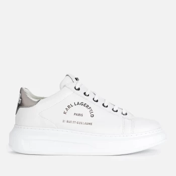 image of KARL LAGERFELD Womens Kapri Maison Leather Chunky Trainers - White/Silver - UK 8