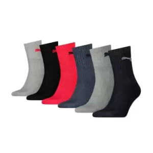 image of Puma 6 Pack Short Crew Socks - Blue