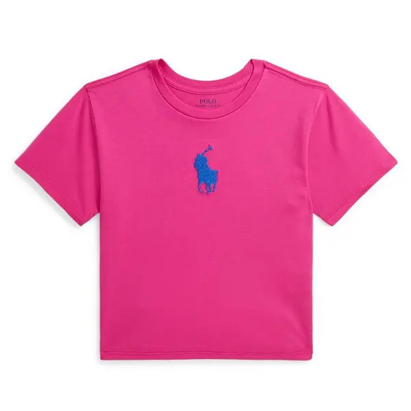 image of POLO RALPH LAUREN French Knot Big Pony Tee Girls - Pink 3 Years