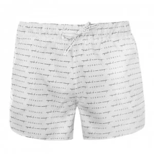 image of Hermano Mens Printed Swim Shorts - White/Blk/Gd