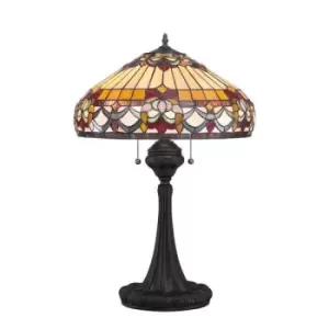 image of Belle Fleur 2 Light Tiffany Table Lamp Vintage Bronze, E27