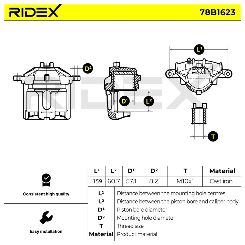 Image of RIDEX Brake caliper RIDEX 78B1623