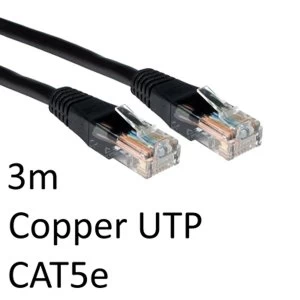 Image of RJ45 (M) to RJ45 (M) CAT5e 3m Black OEM Moulded Boot Copper UTP Network Cable