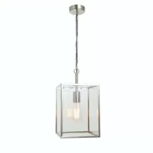 Image of Ceiling Pendant Light Bright Nickel & Clear Glass 40W E27 Dimmable e10173