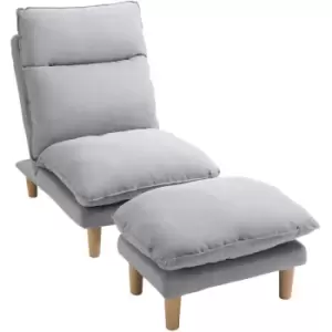 image of Homcom - Adjustable Sofa Set Reclining Lounge Chair with Footstool