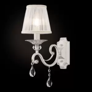 Image of Grace Wall Candle Lamp White with Gold & Crystal, 1 Light, E14