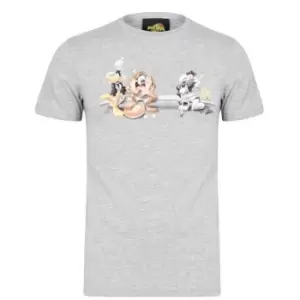 image of Hype x Space Jam Retro Character Print Adult T Shirt - Grey