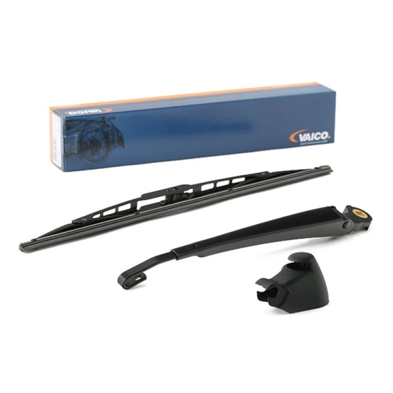 Image of VAICO V10-3454 Wiper Arm Set, window cleaning with integrated wiper blade GRP (Glass fibre Reinforced Plastic), PBT Wiper Arm Set,window cleaning (654