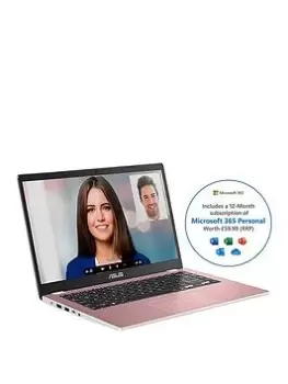 image of Asus Cloudbook E410Ma-Ek1214Ws, Intel Celeron, 4GB RAM 64GB Storage, 14" Laptop - Pink - Laptop Only