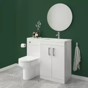 image of 1100mm White Toilet and Sink Unit Right Hand with Chrome Fittings - Ashford