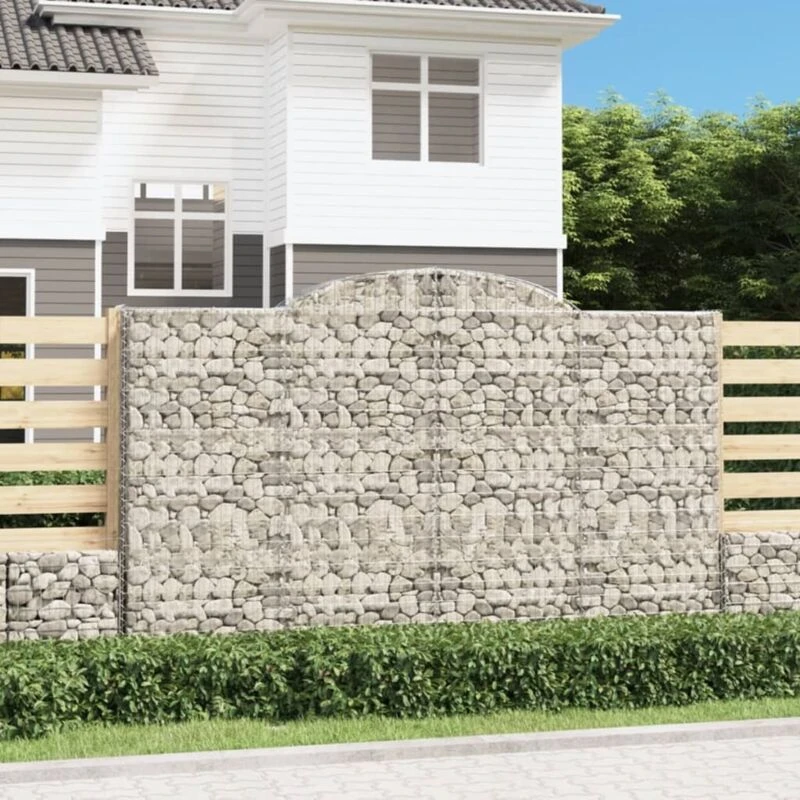 Image of vidaXL Arched Gabion Basket 300x30x180/200 cm, Silver 153509