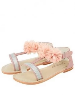 Image of Monsoon Baby Girls Cleo Corsage Walker Sandals - Pale Pink