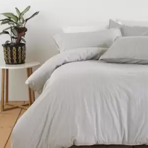 Image of Linear Washed Cotton Pinstripe Duvet Cover Set Grey