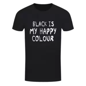 Image of Grindstore Mens Black Is My Happy Colour T-Shirt (3XL) (Black/White)