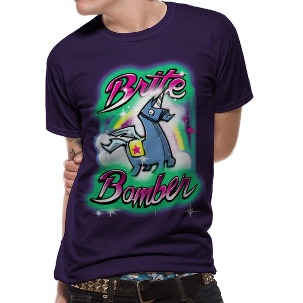 Image of Fortnite - Unisex Large Brite Bomber Airbrush Youth T-Shirt (Navy)