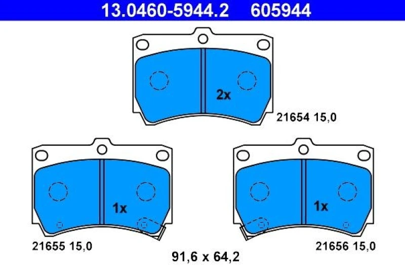 Image of ATE 13.0460-5944.2 Brake pad set with acoustic wear warning Brake Pad Set,disc brake (402)
