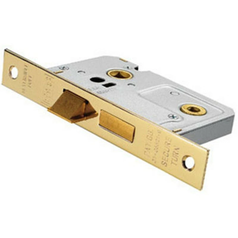 Image of Loops Locking Bathroom Door Sashlock Latch Square Forend 64mm Electro Brassed Metallics unisex