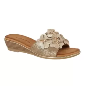 Image of Cipriata Womens/Ladies Clio Flower Wedge Mule Sandal (5 UK) (Light Gold)