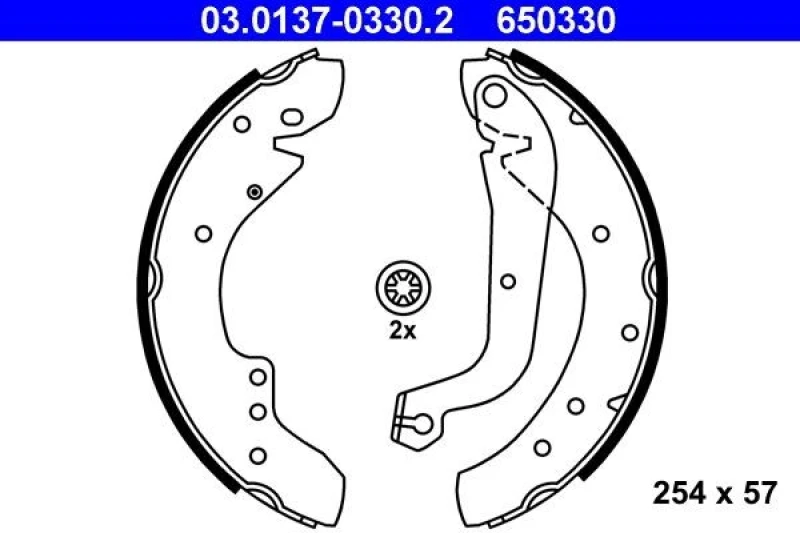 Image of ATE 03.0137-0330.2 Brake Shoes with lever Brake Shoe Set (70)