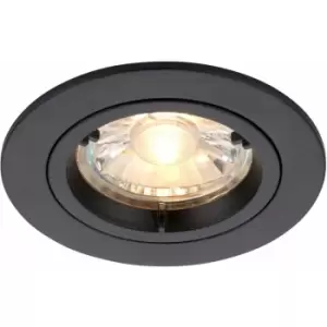 image of Loops - Recessed Fixed Ceiling Downlight - Dimmable 50W GU10 Reflector - Matt Black