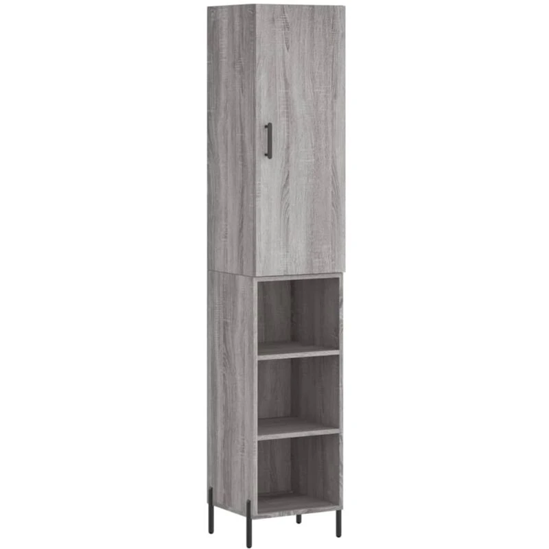 Image of Vidaxl Highboard Grey Sonoma 34.5X34X180 Cm Engineered Wood, Grey 3198991