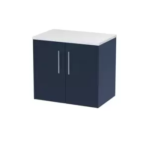 image of Hudson Reed Juno 600mm Wall Hung 2 Door Vanity & Sparkling White Laminate Top - Electric Blue