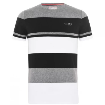 image of Guess Thick Striped T-Shirt - Gry Stripe S96A