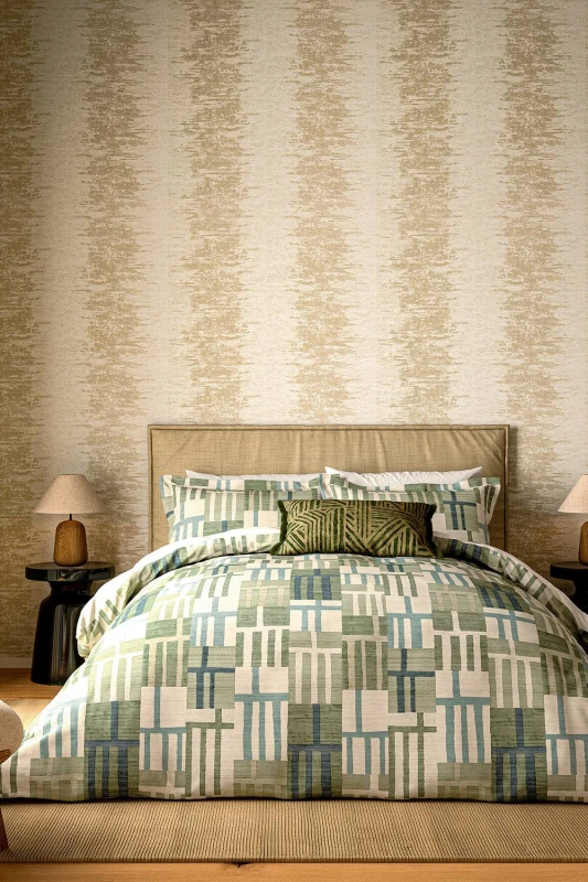 Image of Harlequin 'Monolith' Cotton Duvet Cover Set in Jade Size: Super King Jade Unisex Super King