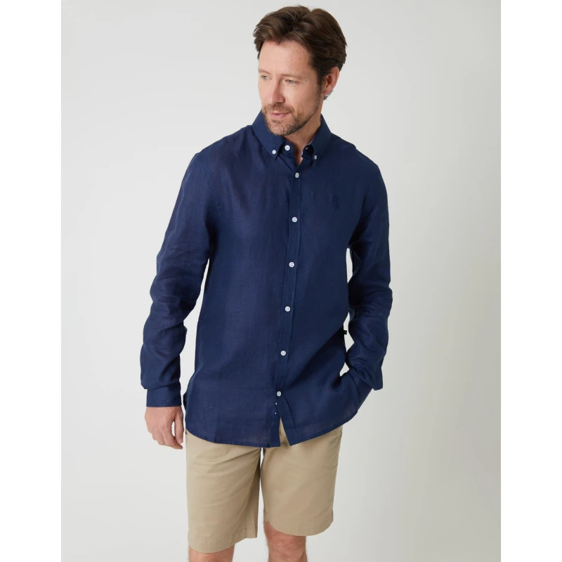 Image of Saltwell Mens Long-Sleeve Oxford Shirt Navy male Small