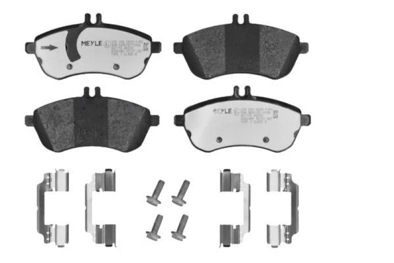 Image of MEYLE 025 243 0620-1/PD Brake pad set Front Axle, prepared for wear warning indicator, with accessories, MEYLE-PD Quality, with anti-squeak plate Bra
