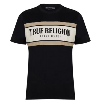 Image of True Religion Arch Stripe Logo T Shirt - Black