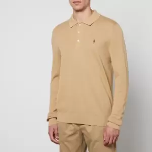 Image of Polo Ralph Lauren Mens Custom Slim Fit Long Sleeve Polo Shirt - Vintage Khaki - M