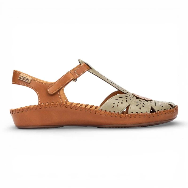 Image of Infinity Leather Womens Pikolinos Leather Cushioned Wedge Sandal Shoes - P-Vallarta in Light Green Size: 3 Light Green Female 3