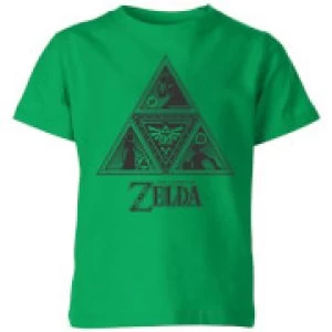 Image of Nintendo The Legend Of Zelda Triforce Kid's T-Shirt - Kelly Green - 9-10 Years