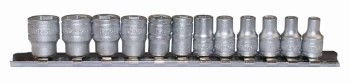 Image of Teng Tools M1412 1/4" Drive 12 Piece 6 Point Regular Socket Clip Rail 4-13mm