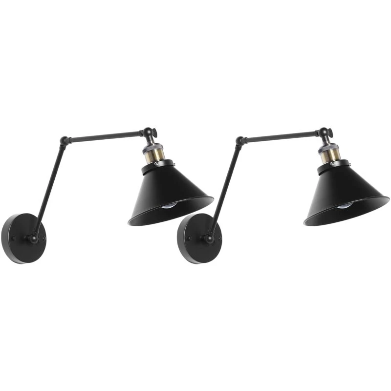 Image of Beliani Set Of 2 Wall Lamps Narva Adjustable Metal Black
