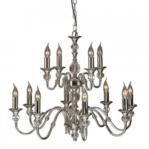 Image of 12 Light Chandelier Polished Nickel Plate & Crystal Finish, E14