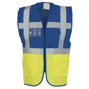 Yoko Hi-Vis Premium Executive/Manager Waistcoat / Jacket (Pack of 2) (L) (Hi Vis Yellow/Royal Blue)