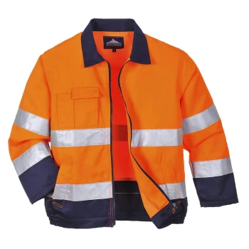 Image of Portwest Madrid Hi Vis Jacket Orange / Navy 2XL