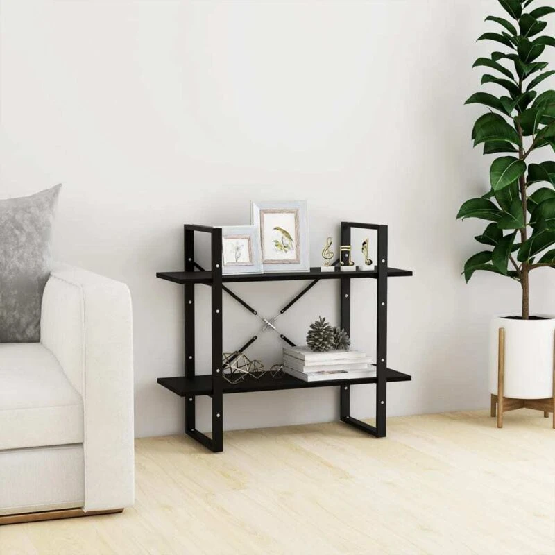 Image of VIDAXL Vidaxl - 2-Tier Book Cabinet Black 80x30x70cm Solid Pine Wood 8720286567463
