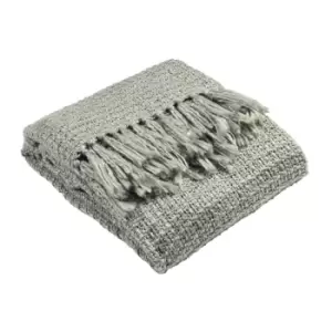 image of Paoletti Boden Fringed Throw Acrylic Light Grey